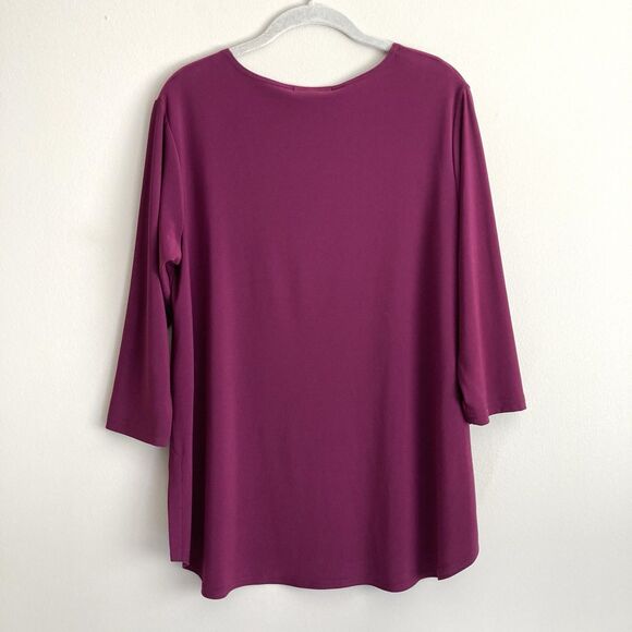 Sympli Womens Tunic Top Size 12 Purple 3/4 Sleeve Round Neck Pullover Basic - Picture 7 of 9